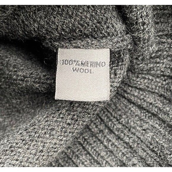 Johnston & Murphy Gray Merino Wool Shawl Neck Sweater Size L Classic Preppy - Picture 8 of 13